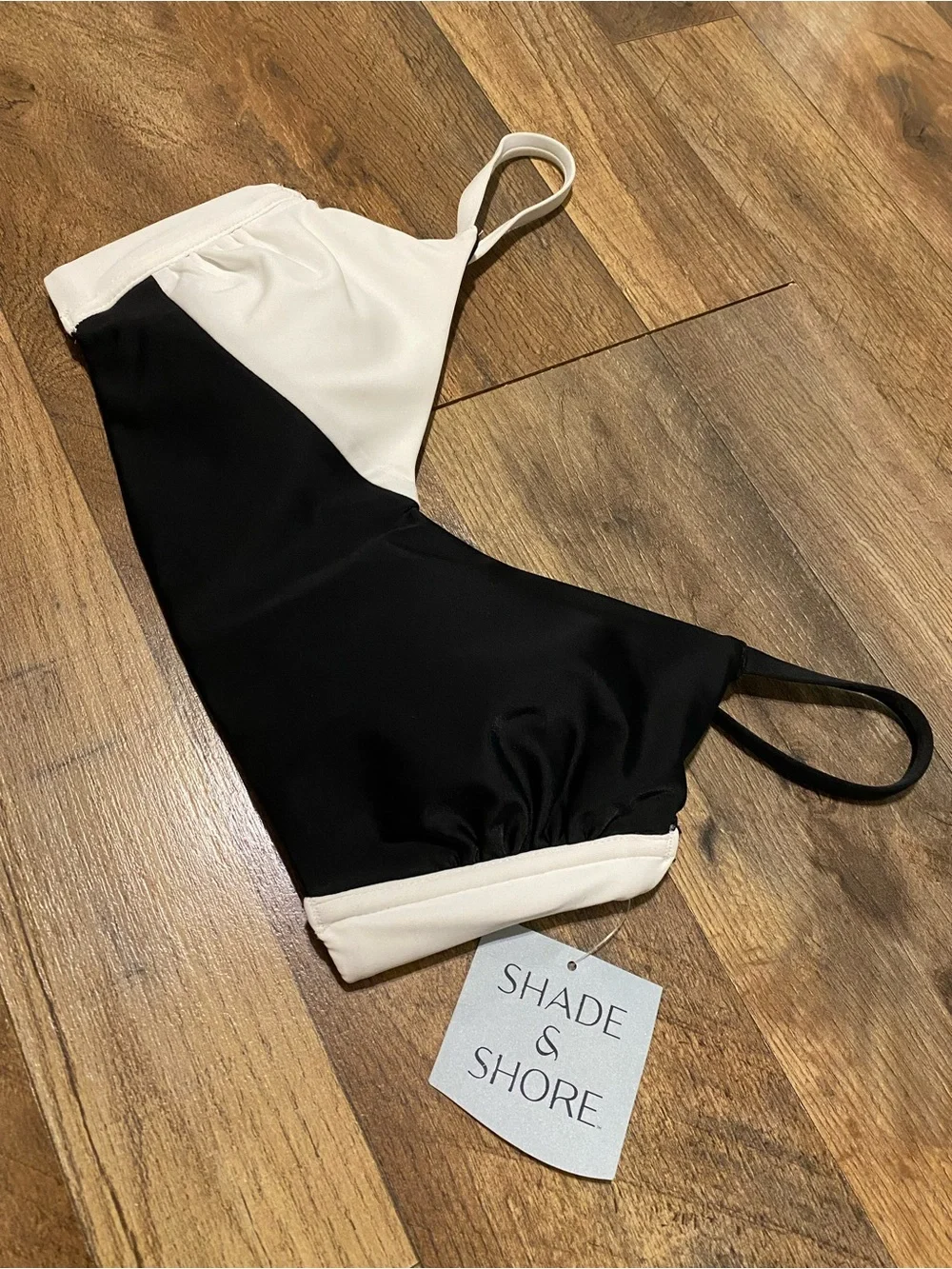 Shade & Shore Black and White Colorblock Bikini Top